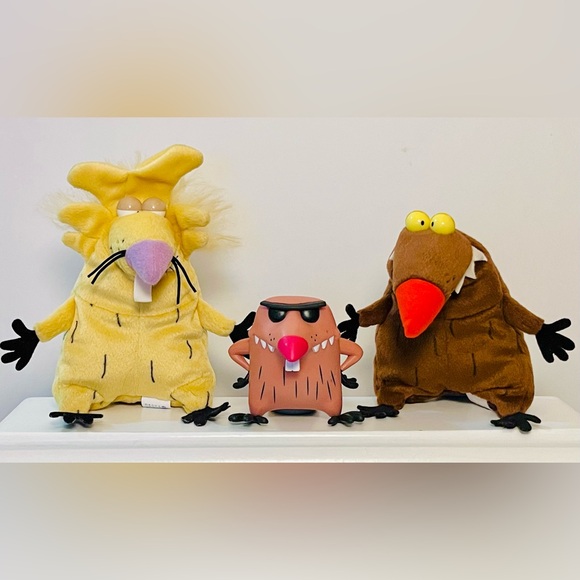 1999 Angry Beavers Daggett & Norbert Beanbag Plus+Funko - Picture 1 of 7